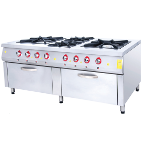 Masina de gatit pe gaz, inox, cu 4 arzatoare, 2 cuptoare, 200*104*85 cm
