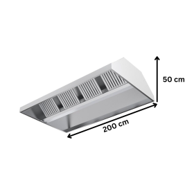 Hota centrala cu filtre, inox, 200*150*50 cm