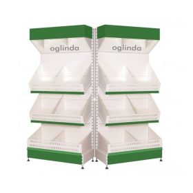 Raft metalic legume fructe 100*220h cm baza 50 cm cu 2 polite si pazie oglinda
