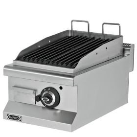 Grill pe gaz profesional, inox, cu roca vulcanica, 40*64*29 cm