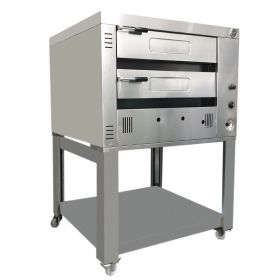 Cuptor profesional pizza gaz, 2 vetre, 4+4 pizza diametru 35 cm, suprafata de coacere din samota