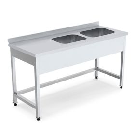 Spalator cu 2 cuve pe partea dreapta si picurator, inox, 160*70*85 cm