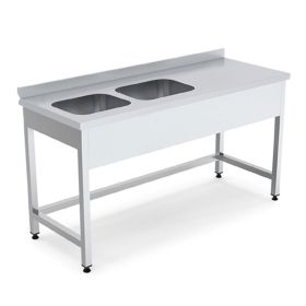 Spalator inox cu 2 cuve pe partea stanga si picurator 180*70*85