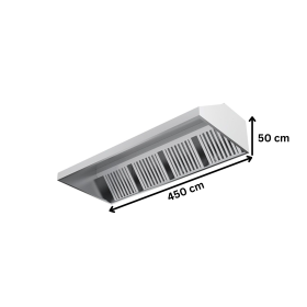 Hota de perete cu filtre, inox, 450*110*50 cm