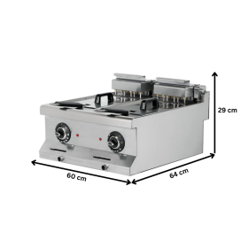 Friteuza electrica profesional, inox, cu 2 cuve, 2*10 lt