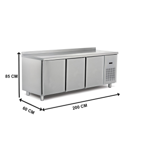 Masa rece, profesionala, inox, 3 usi, 200*60*85 cm