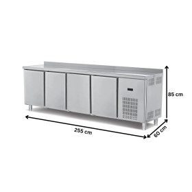 Masa rece, profesionala, inox, 4 usi, 255*60*85 cm