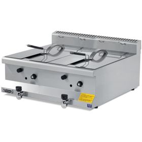Friteuza gaz profesionala, inox, cu 2 cuve, 2*10 lt