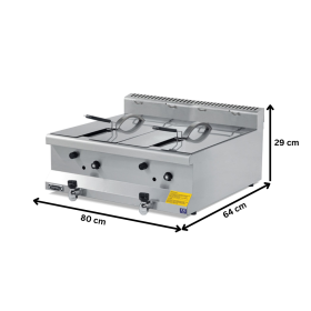 Friteuza gaz profesionala, inox, cu 2 cuve, 2*10 lt