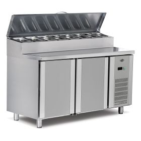 Masa preparare pizza, profesionala, inox, 8 cuve, 300 lt, 150*70*85/105 cm