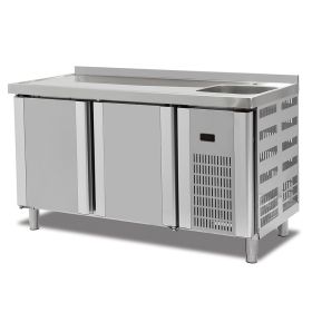 Masa rece, profesionala, inox, 2 usi si chiuveta, 150*70*85 cm