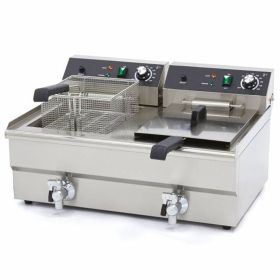 Friteuza electrica dubla MAXIMA profesionala de banc cu debuseu, 16+16 lt, 68*53*38 cm, 6000W