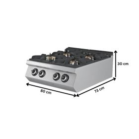 Masina de gatit pe gaz, inox, cu 4 arzatoare PLUS, 80*73*30 cm