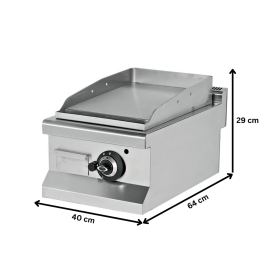 Grill pe gaz simplu profesional, inox, cu suprafata neteda cromata, 40*64*29 cm