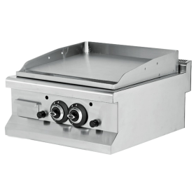 Grill pe gaz dublu profesional, inox, cu suprafata neteda cromata, 60*64*29 cm