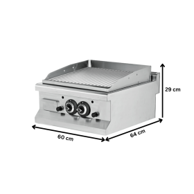 Grill electric profesional, inox, cu suprafata striata, 60*64*29 cm