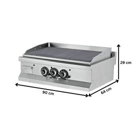Grill electric profesional, inox, cu suprafata striata, 90*64*29 cm