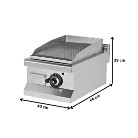 Grill electric profesional, inox, cu suprafata striata cromata, 40*64*29 cm