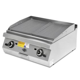 Grill pe gaz profesional, inox, cu suprafata striata PLUS, 80*73*30 cm