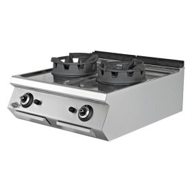Masina de gatit pe gaz cu 2 arzatoare, inox, tip wok PLUS, 80*73*30 cm