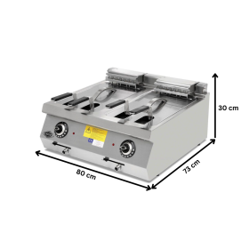 Friteuza electrica profesionala, inox, cu 2 cuve, 2*16 lt