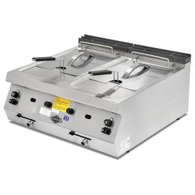 Friteuza gaz profesionala, inox, cu 2 cuve, 2*12 lt