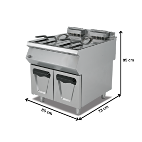 Friteuza pe gaz profesionala, inox, cu 2 cuve, 2*16 lt