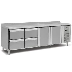 Masa rece, profesionala, inox, 2 usi, 4 sertare, 255*70*85 cm
