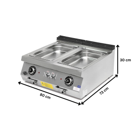 Bain marie profesional, electric, inox, 2 bazine, 80*73*30 cm