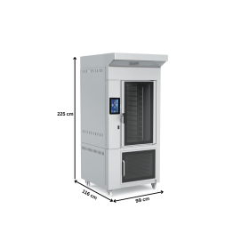 Cuptor profesional brutarie / patiserie rotativ pe gaz din inox cu convectie si dospitor - 10 tavi 40*60