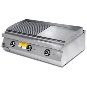 Grill electric profesional, inox, cu suprafata neteda si striata PLUS, 120*90*30 cm