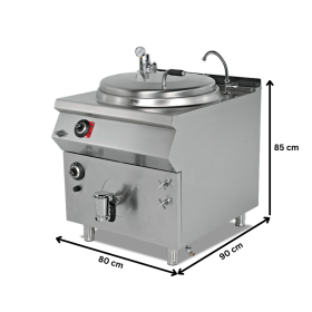 Marmita pe gaz, profesionala, inox, 150 lt, incalzire indirecta, 80*90*85 cm