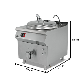 Marmita electrica, profesionala, inox, 150 lt, incalzire indirecta, 80*90*85 cm