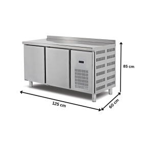 Masa rece inox, profesionala, inox, 2 usi, 125*60*85 cm