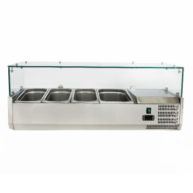 Vitrina ingrediente, inox, 3 cuve GN1/3 + 1 cuva GN1/2, 120*39.5*43.5 cm