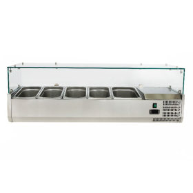 Vitrina ingrediente, inox, 4 cuve GN1/3 + 1 cuva GN1/2, 140*39.5*43.5 cm