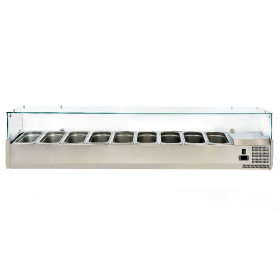 Vitrina ingrediente, inox, 9 cuve GN1/3, 200*39.5*43.5 cm
