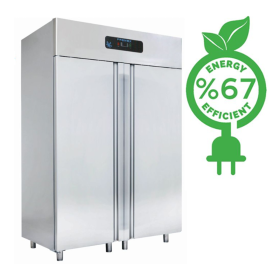 Dulap congelator vertical inox, FRENOX cu 2 usi, Eficienta Energetica, 1400 lt