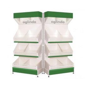 Raft metalic legume fructe 120*220h cm, baza 50 cm, 2 polite si pazie oglinda
