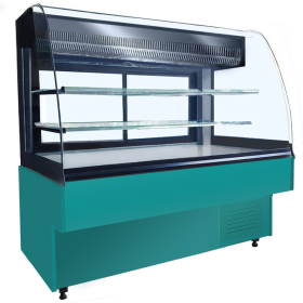 Vitrina frigorifica orizontala, cofetarie, RAL5018-TURCOAZ, geam curbat, statica, 130 cm