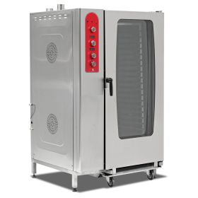 Cuptor profesional gastro electric cu convectie si abur, panou electronic, 40 cuve GN1/1 + carucior