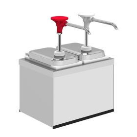 Dozator dublu, din inox, cu pompa, pentru ketchup/mustar/maioneza 2*1.9 lt