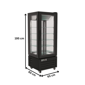 Vitrina frigorifica ventilata, pentru cofetarie, profesionala, 431 lt, 65*65*195 cm