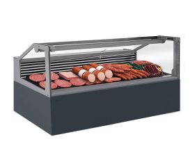 Vitrina frigorifica pentru carne, specialitati, mezeluri 135 cm, Gri Antracit RAL7016, iluminare LED rece, FULL STATIC, motor silentios