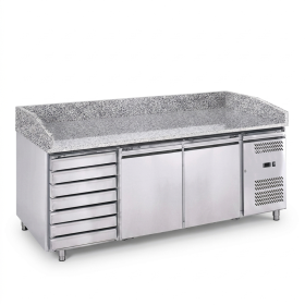 Masa rece pentru preparare pizza profesionala, blat din granit, racire ventilata, capacitate 390 L - Produs SH