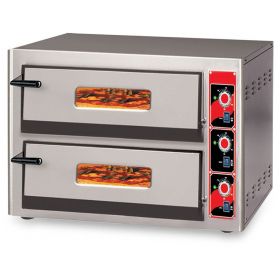 Cuptor electric pentru pizza, cu 2 camere de coacere si panou de control analog -  2x4 pizza / 25 cm